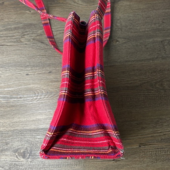 Vintage Kate Spade Striped Red Flannel Hand Bag Purse - Picture 7 of 12